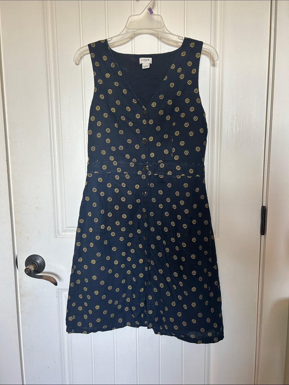 J. Crew Navy Mini Dress with Yellow Daisy Floral Linen